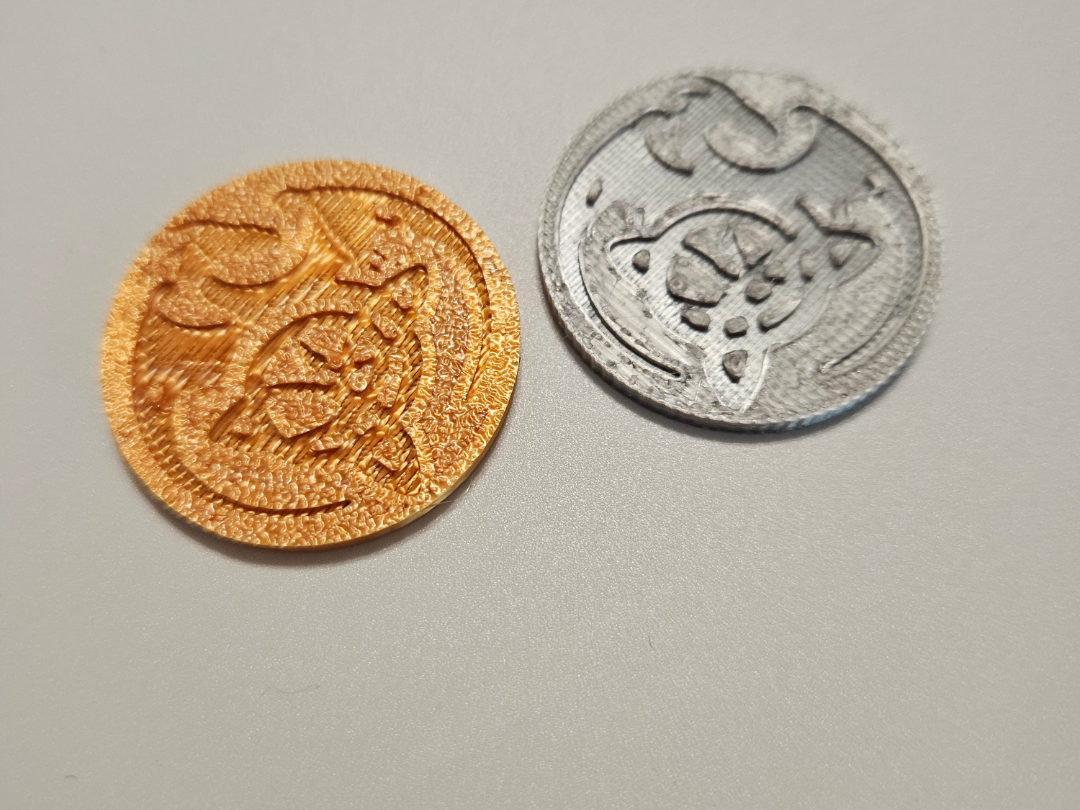 Celtic dragon coin with ridges, debossed dragon