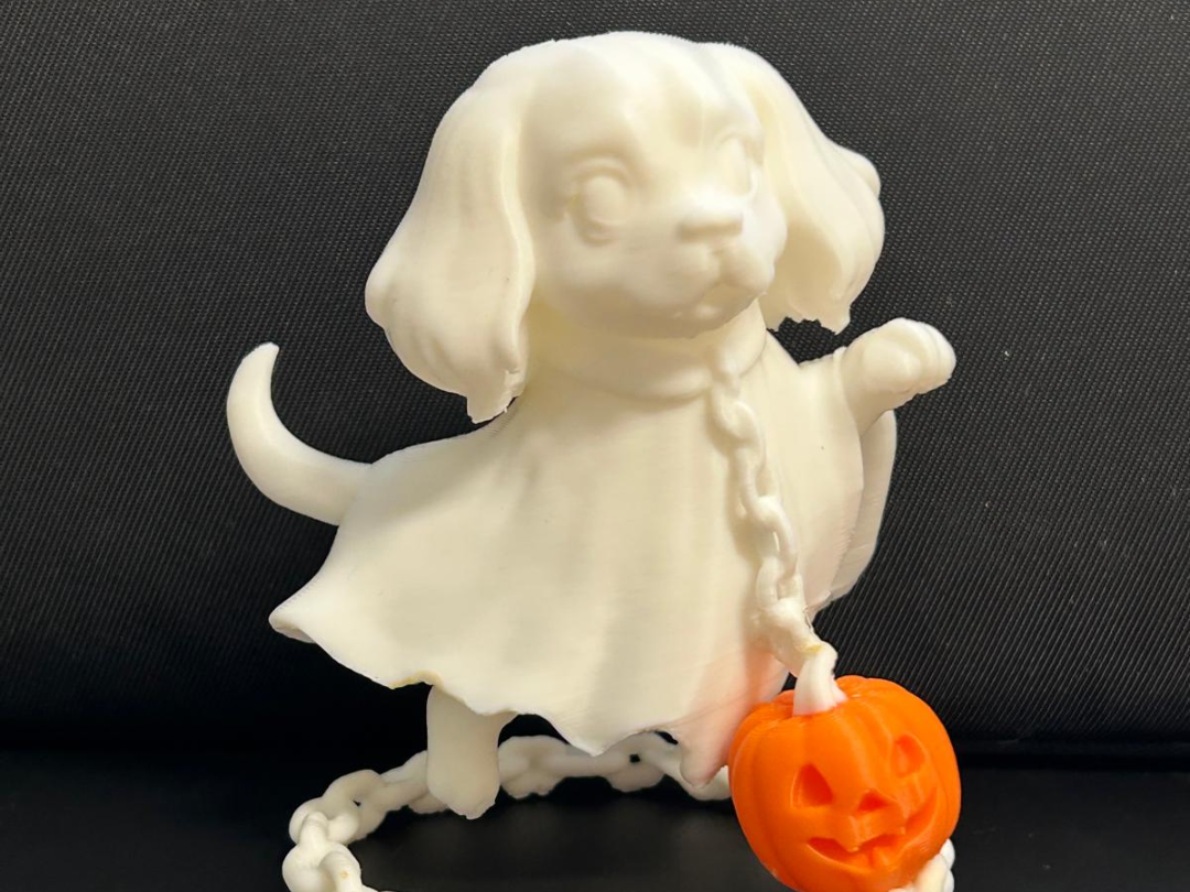 Ghost Puppy with Pumpkin