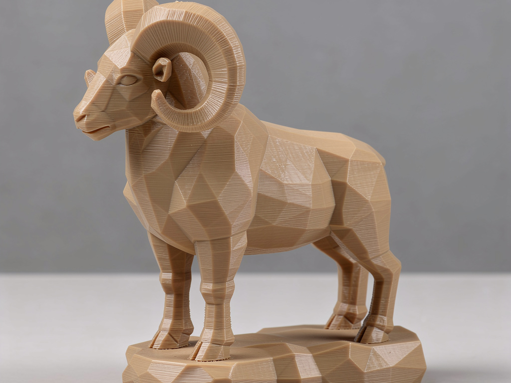 Bighorn Ram Statue on Geometric Base