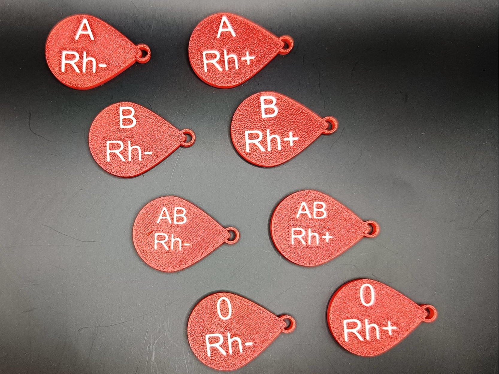 Keychain / ornament drop-shaped with blood type