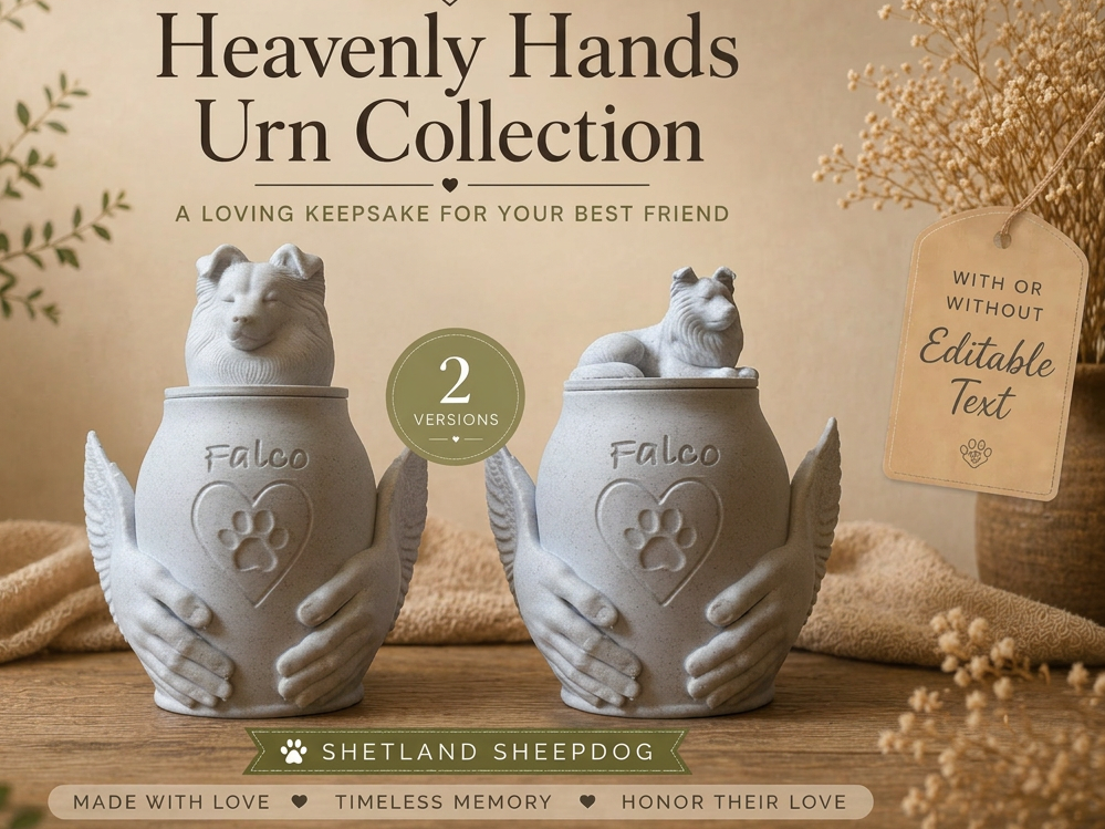 Shetland Sheepdog Heavenly Hands Urn Collection