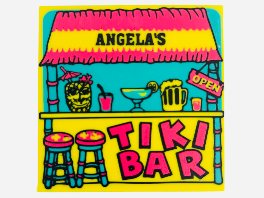 customizable bar coaster Tiki bar personalized
