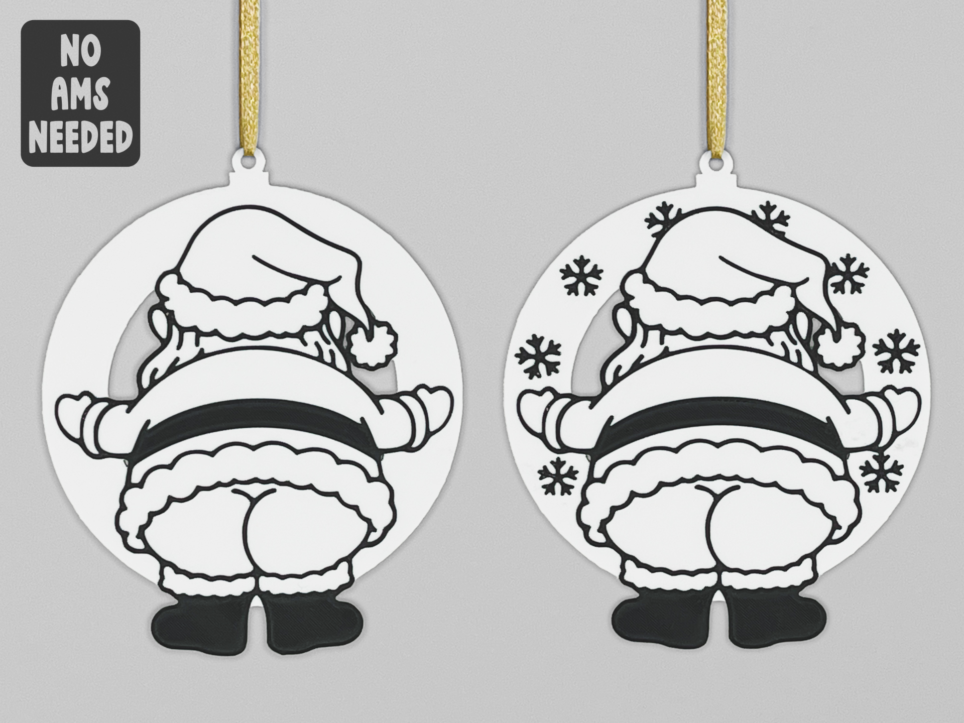 Santa's Booty Christmas Ornament Coloring Version
