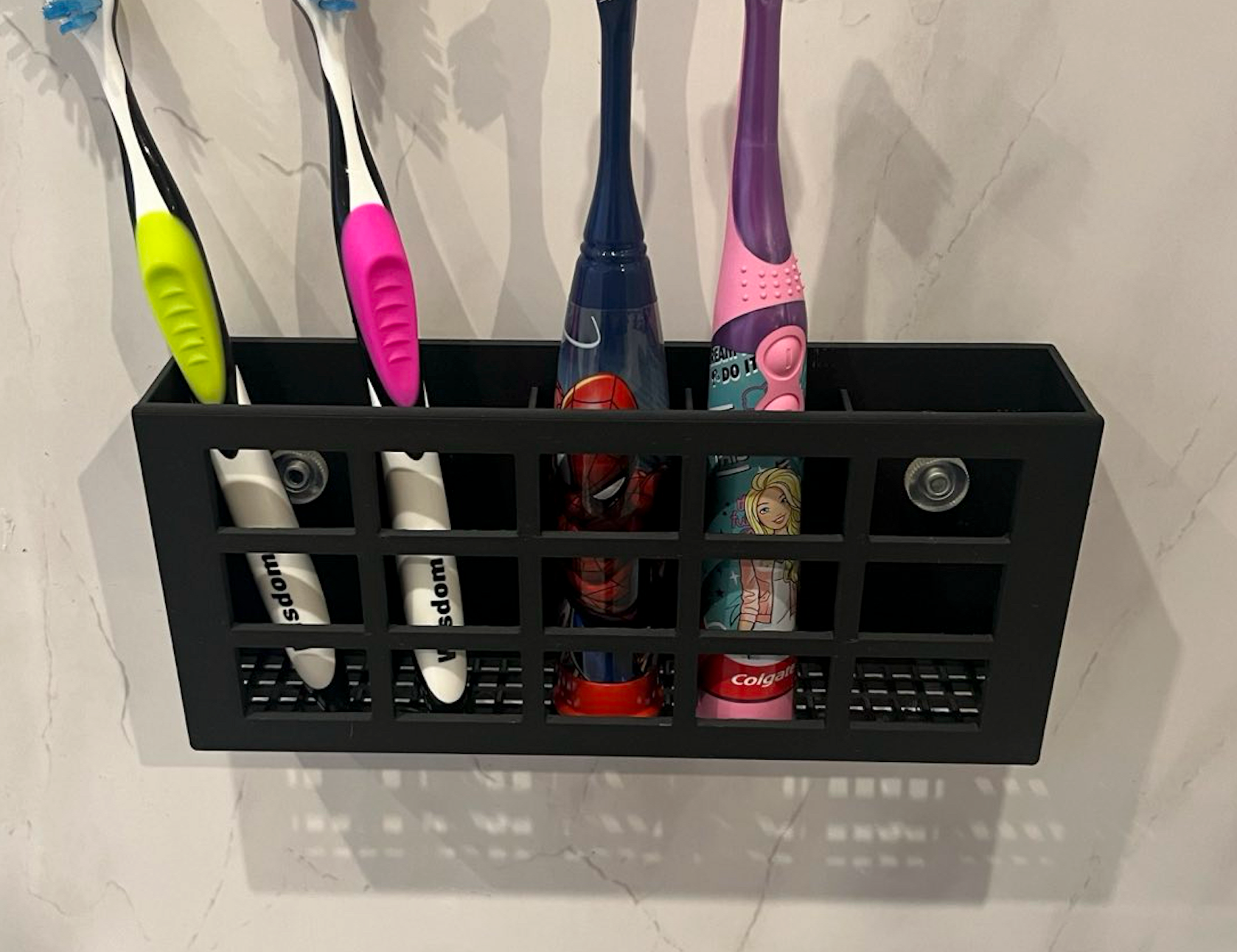 Modern 5-Slot Toothbrush Holder with Suction Mount