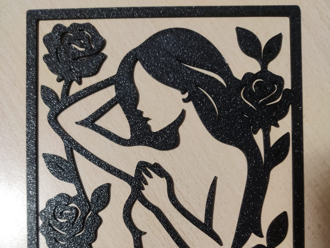 Girl silhouette with rose flowers