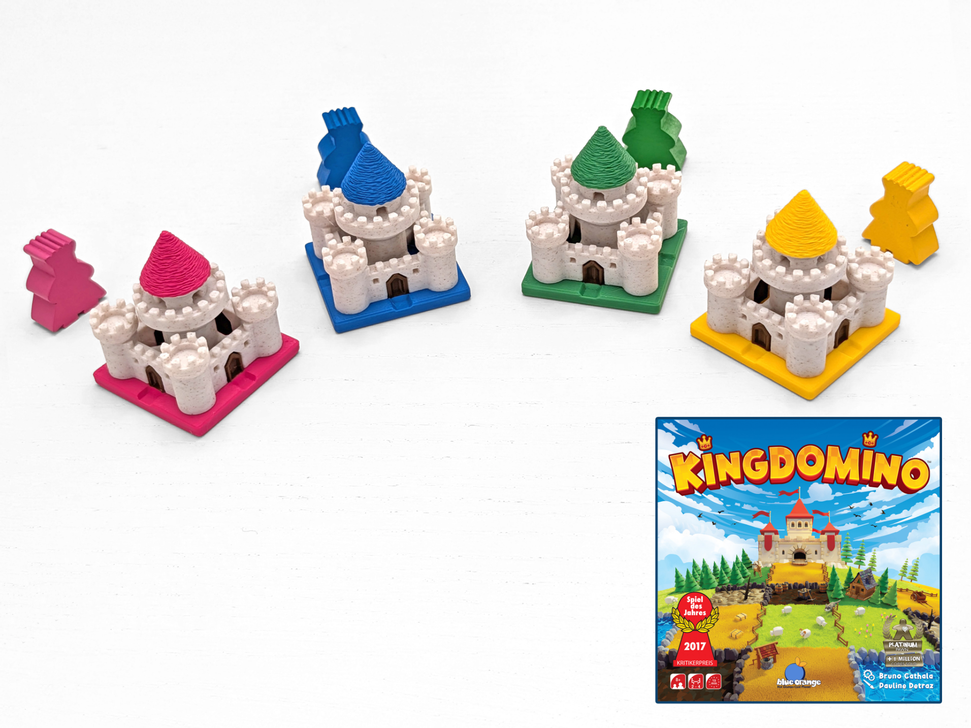 Kingdomino - Player Castles + Pawns