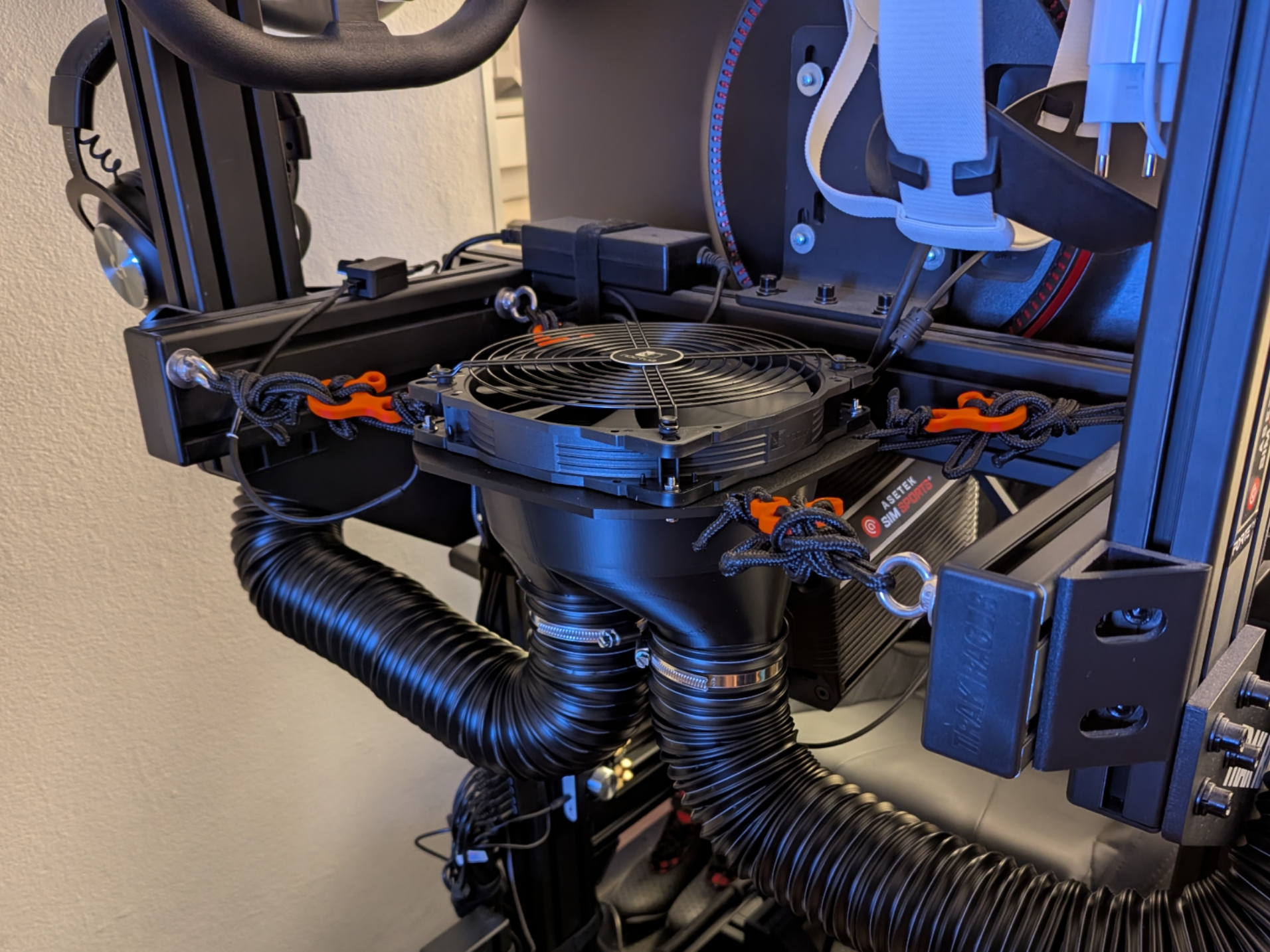 Sim Racing Wind Adapter 200 mm Fan to 76 mm tubing