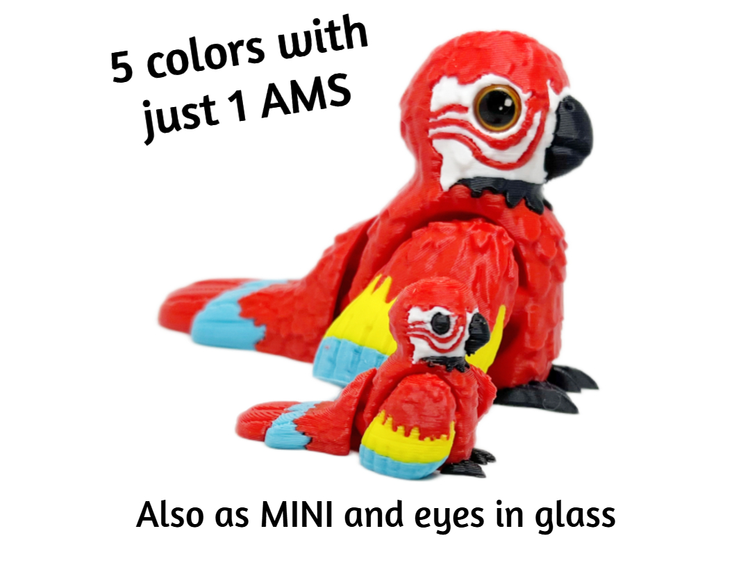 Chibby Scarlet macaw - also as MINI/eyes in glass!