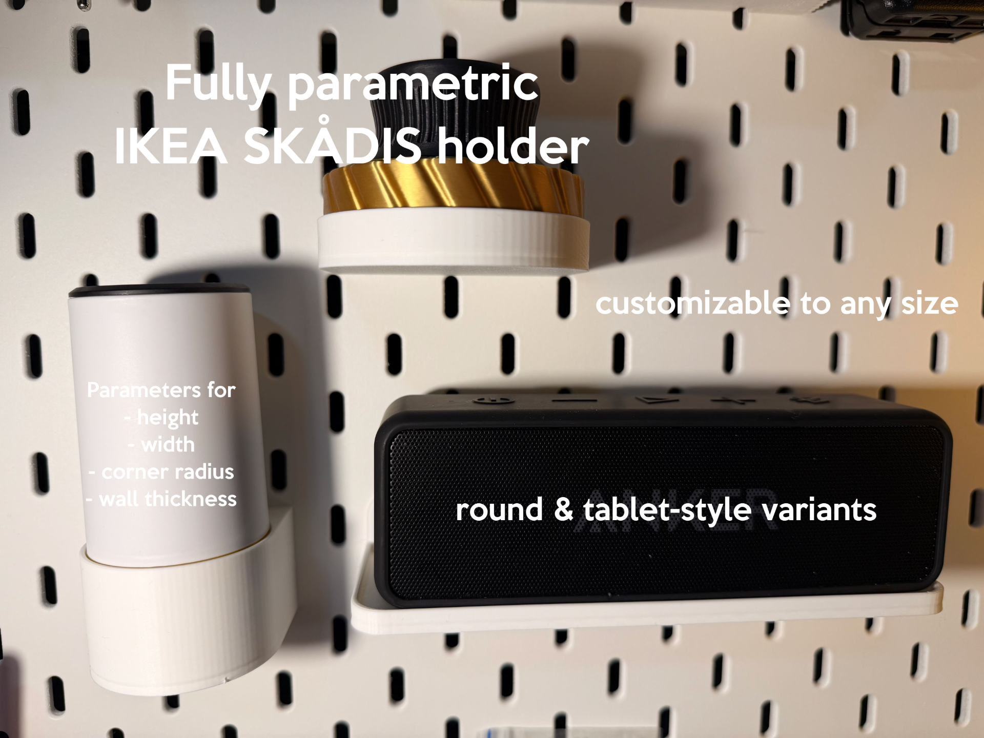 Parametric IKEA SKÅDIS Holder (round & tablet)