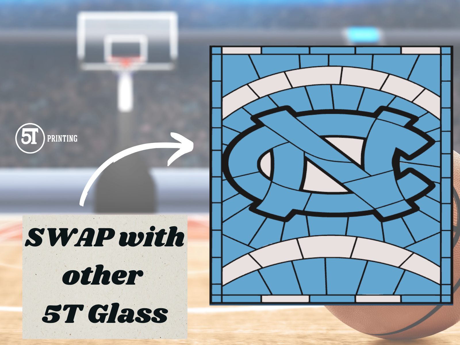 North Carolina Tar Heels light (swappable glass)