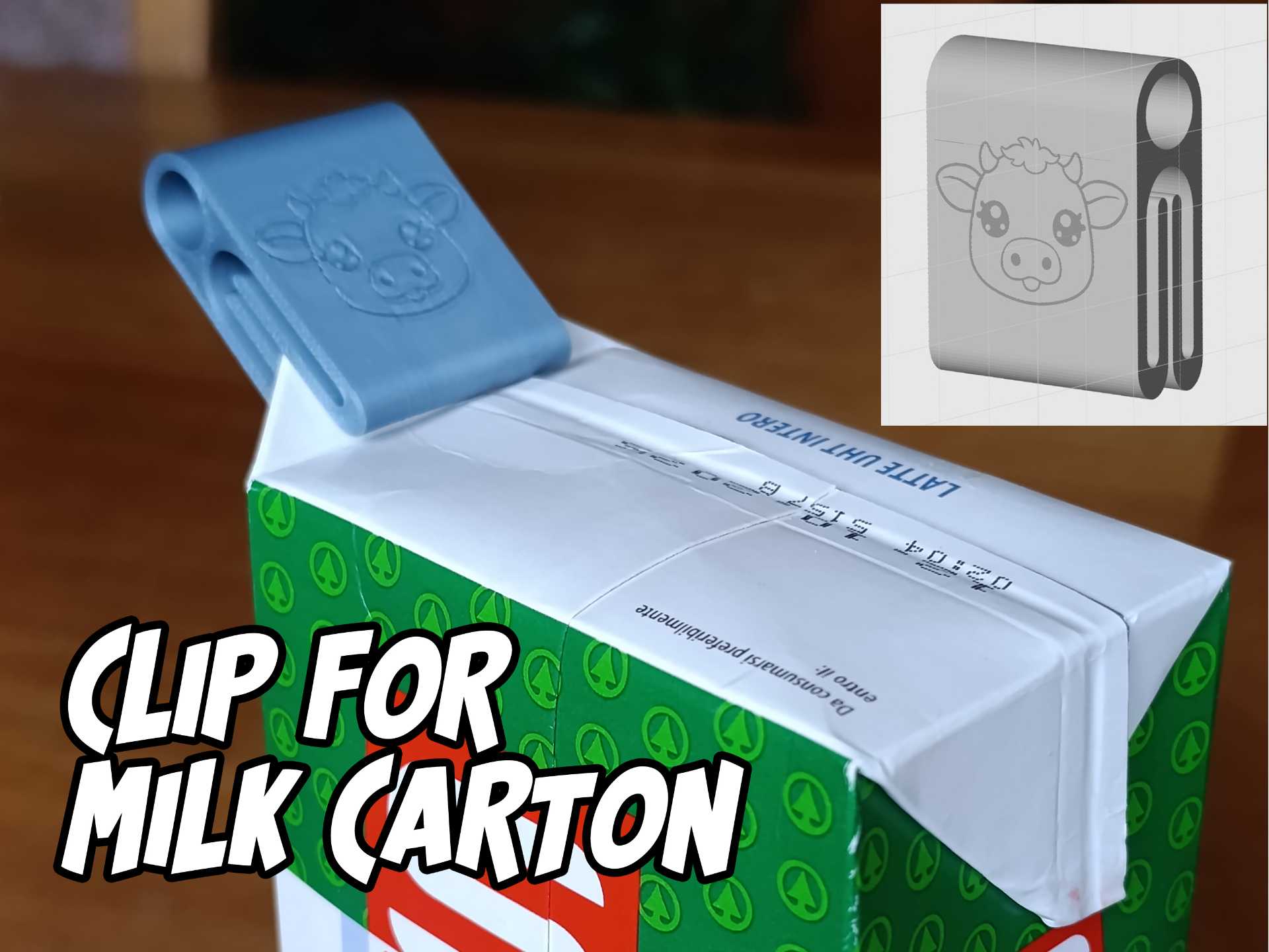 Clip chiusura cartone del latte con/senza mucca