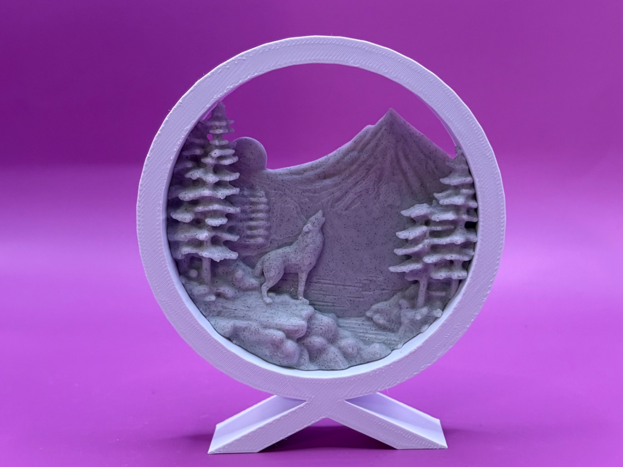 Cork Art Wolf Howl at Moon