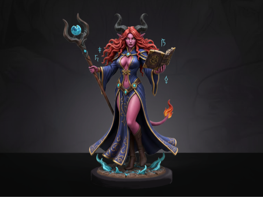 Miniatura D&D Tiefling - Wizard / Sorcerer 45mm