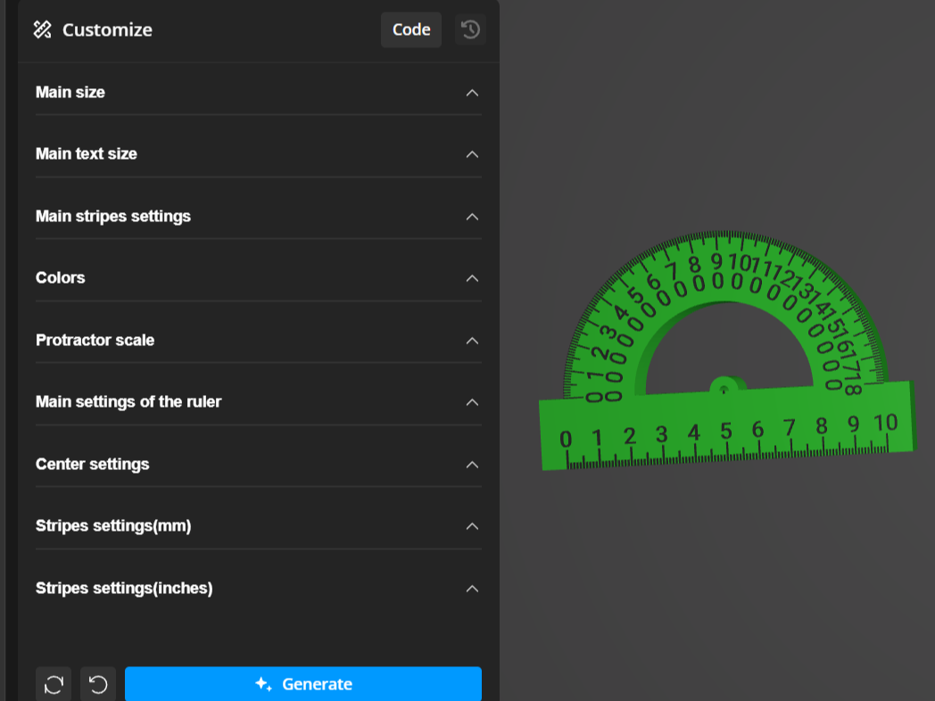 Protractor model generator