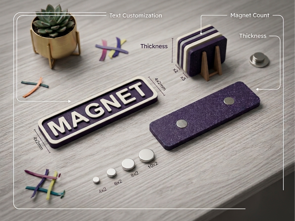 Parametric Magnet Tag / Label (Fully Customizable)