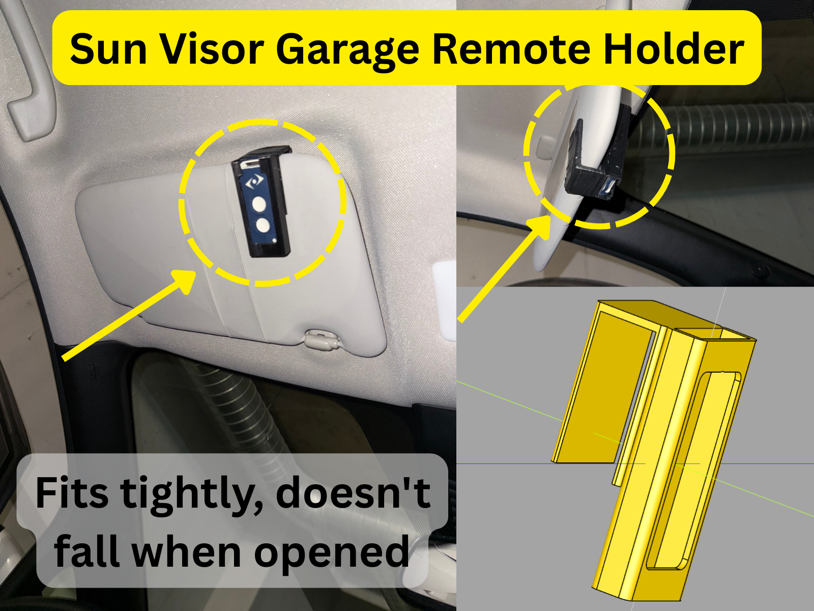 Costomizable Sun Visor Garage Remote Holder