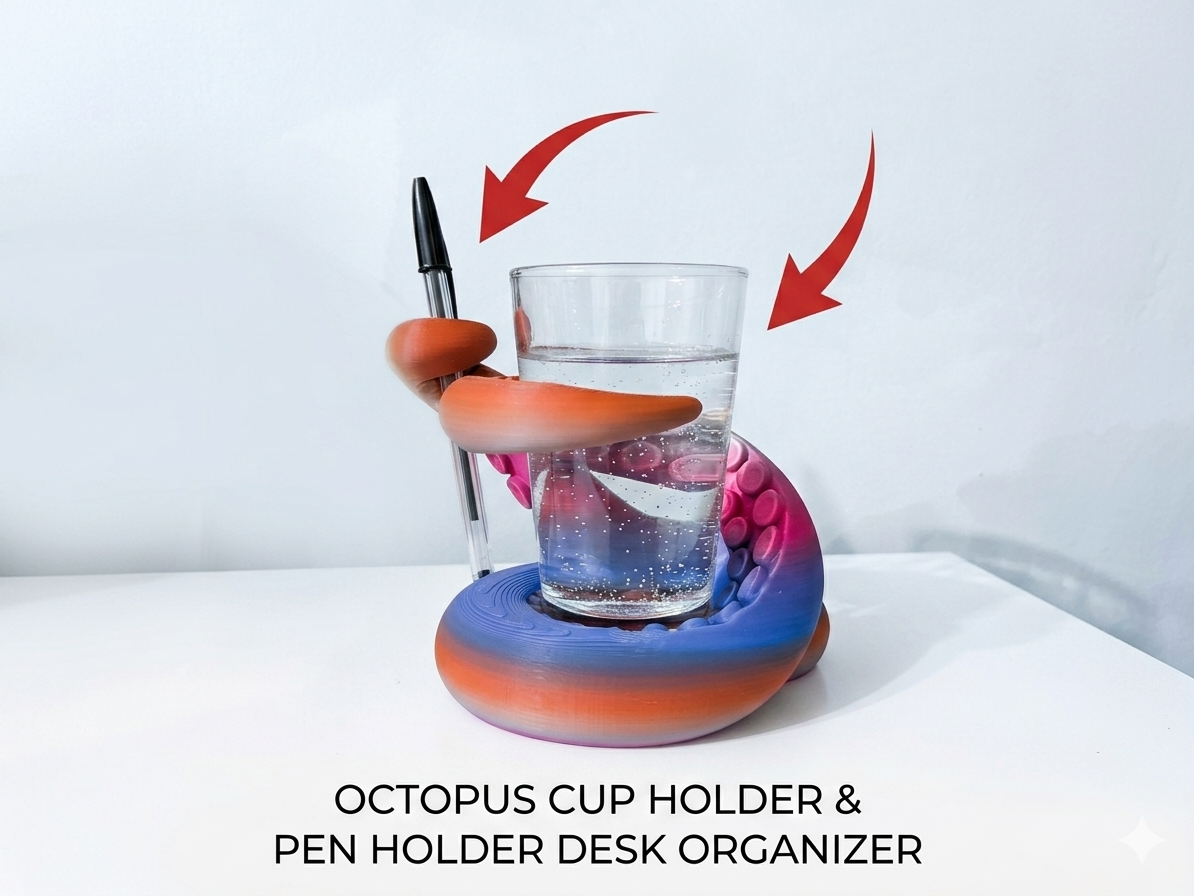 Octopus Cup Holder & Pen Holder - Desk Organizer