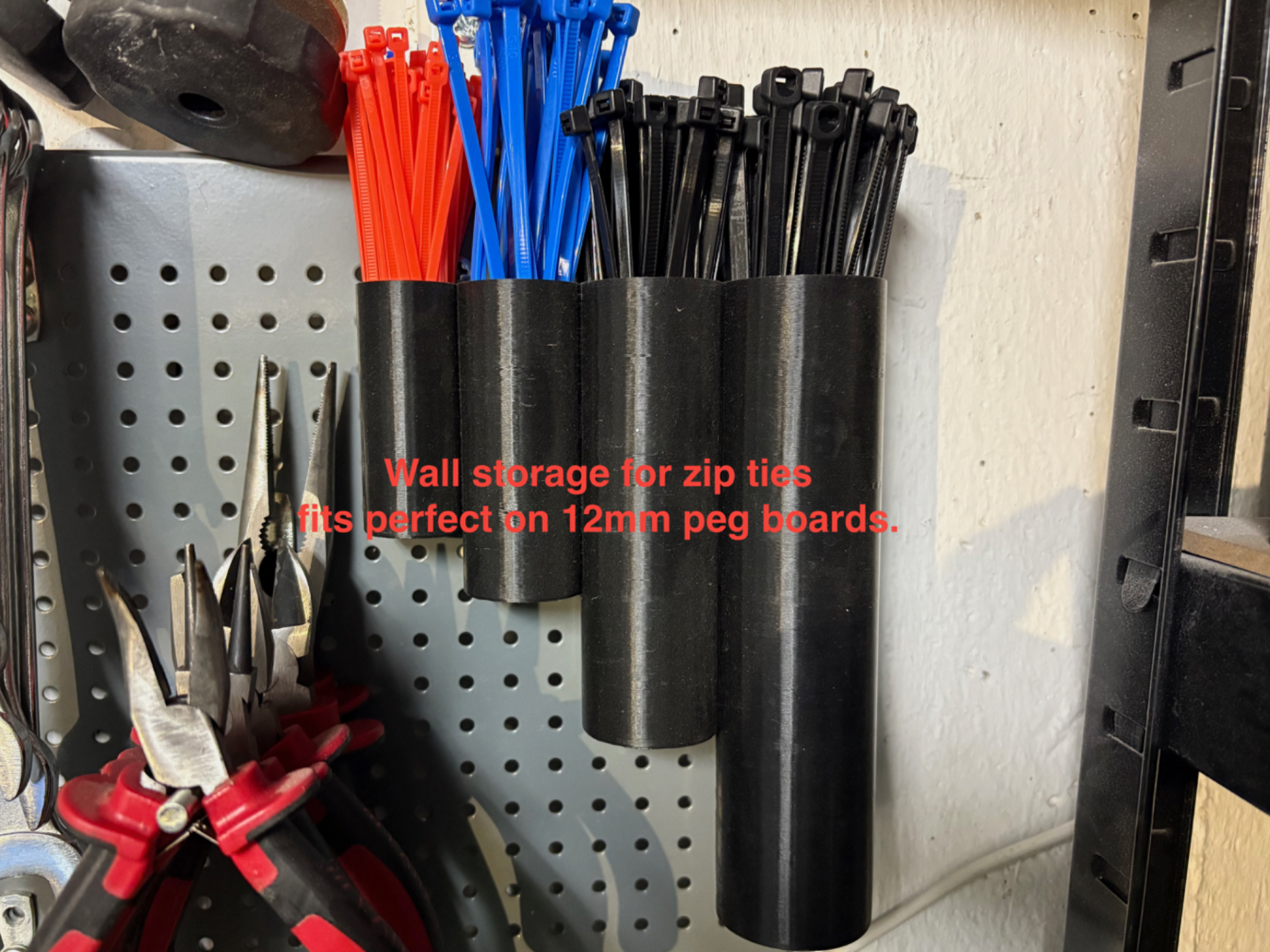 Zip ties wall storage