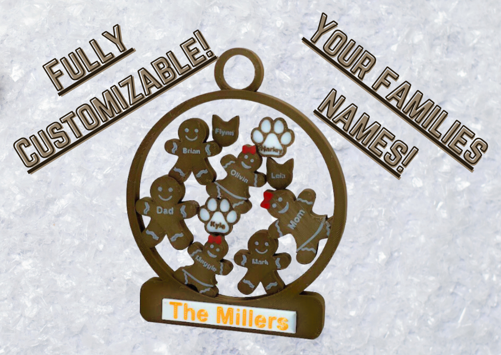 Customizable Family Gingerbread Ornament