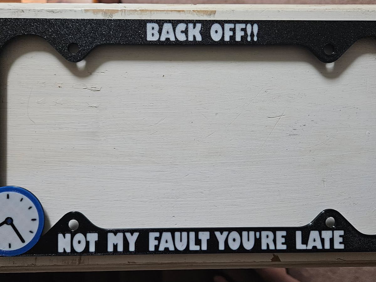 Back off License Plate Frame