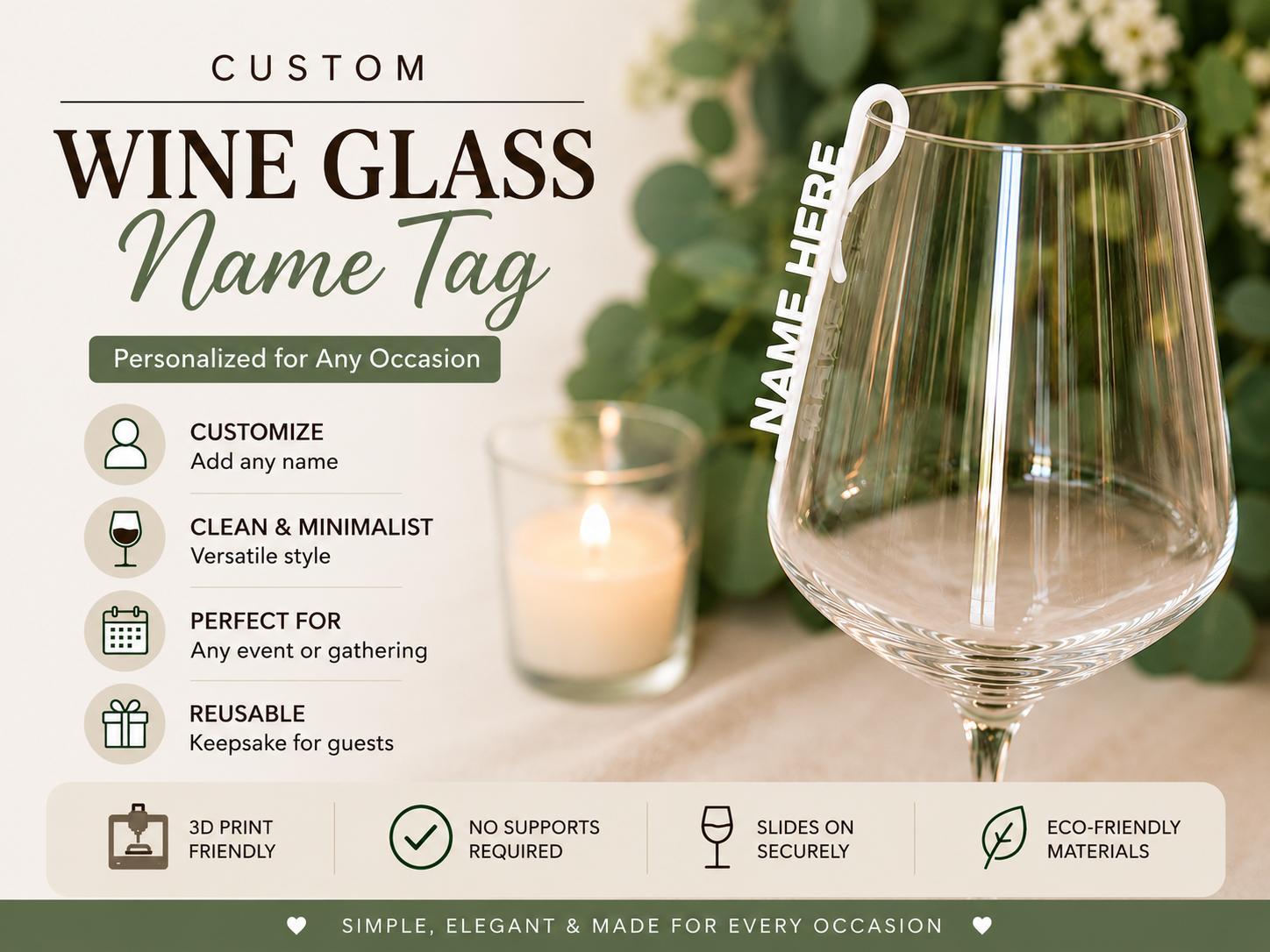 Personalized Wine Glass Name Tags for Any Occasion