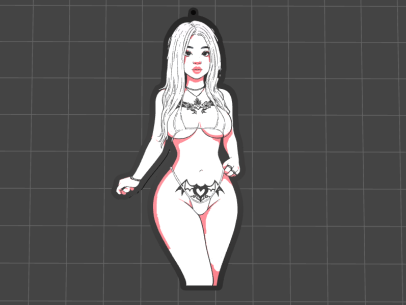 Girl tatoo keychain