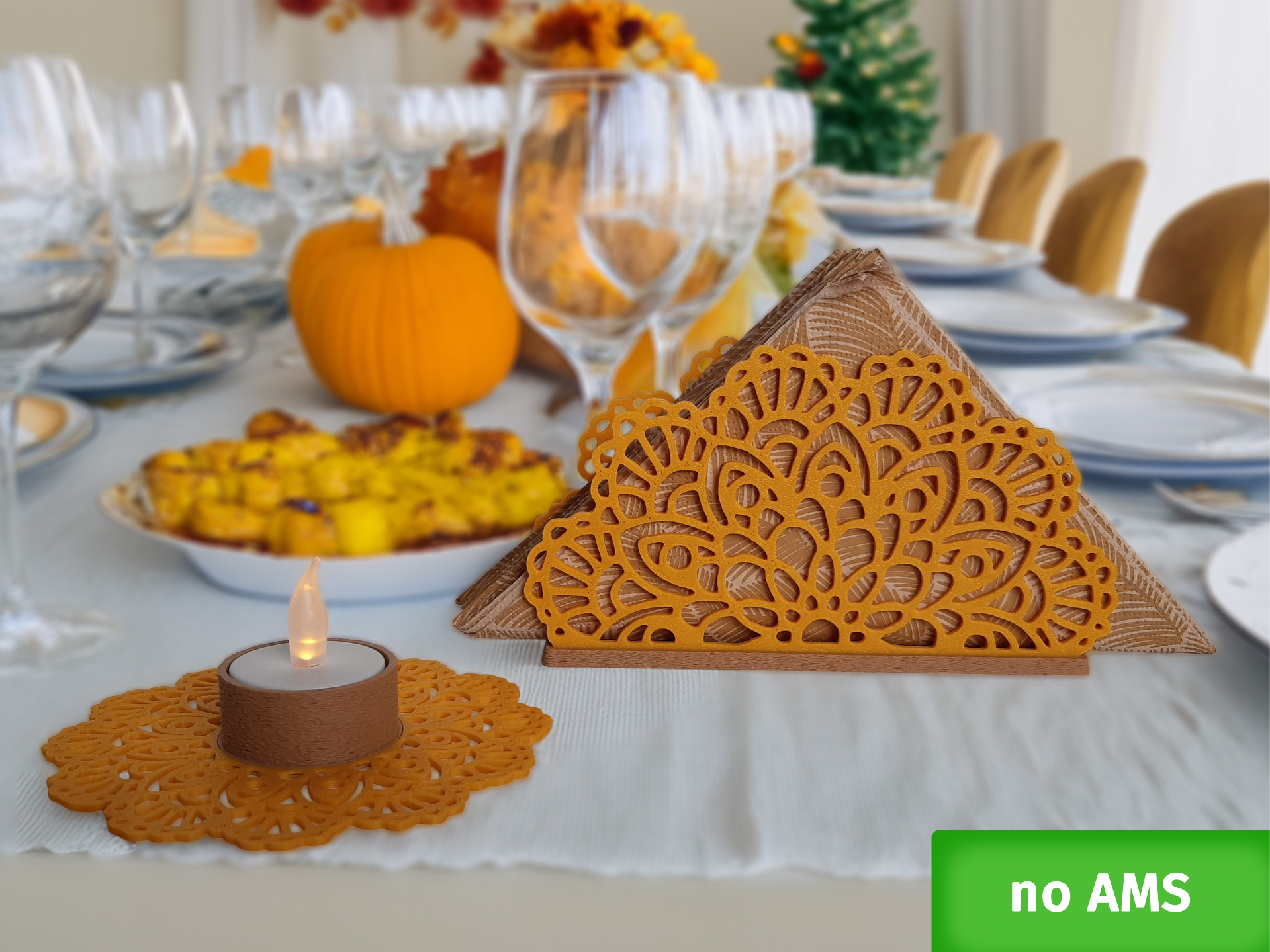 Autumn table decorations-napkin holder&candlestick