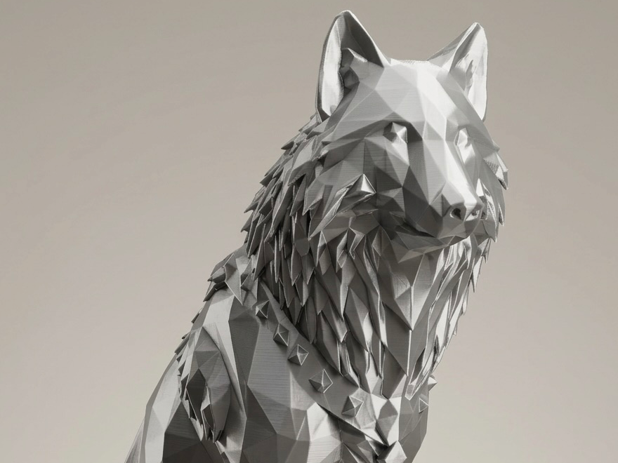 Sitting Wolf Low Poly