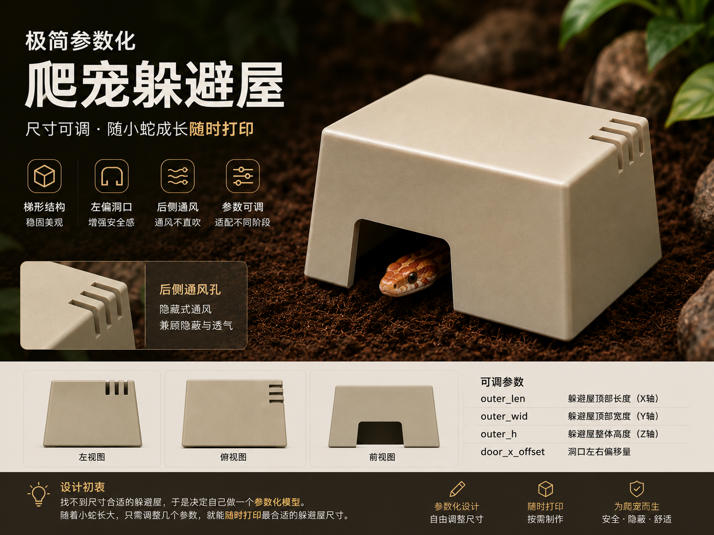 极简参数化｜爬宠躲避屋