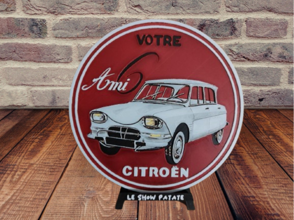 Plaque Vintage Citroën Ami6 hueforge