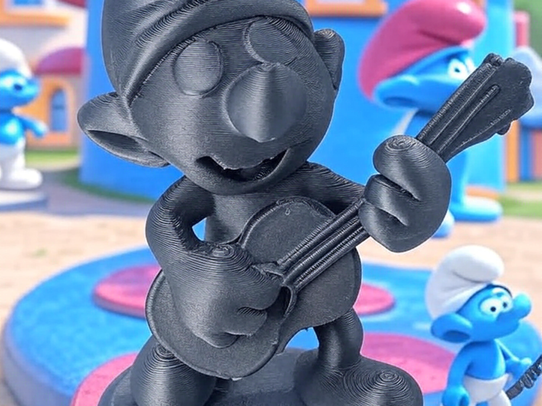 Schtroumpf musicien avec guitare en concert