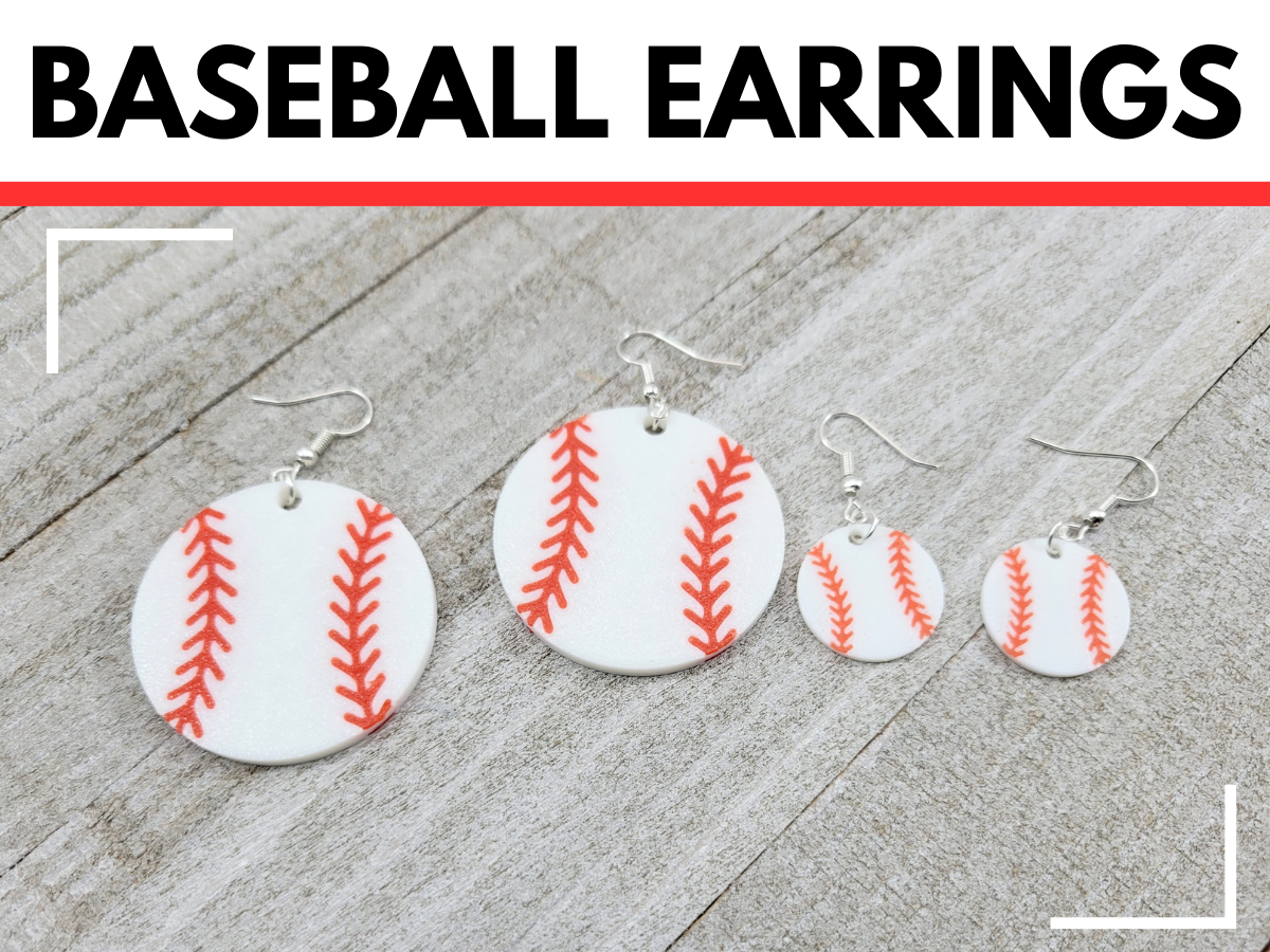 Baseball Earrings Sports 3 Sizes 20mm, 30mm, 40mm