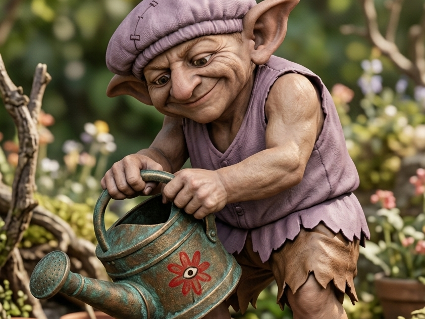 Goblin with watering can