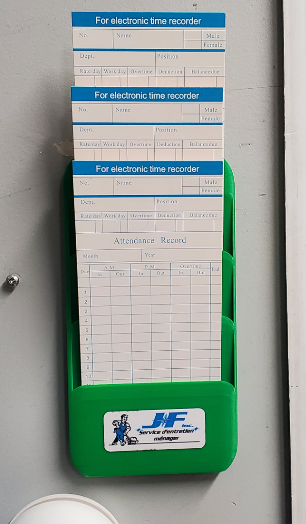 Time card holder - Punch card