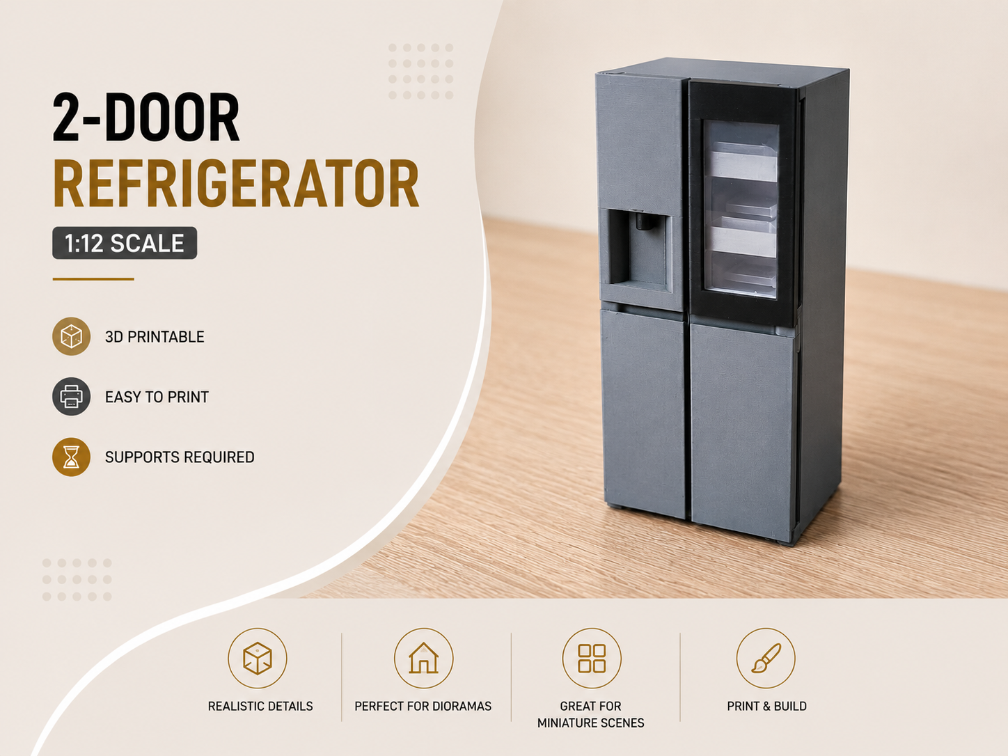 1:12 ǀ 2-Door Refrigerator "Side By Side"