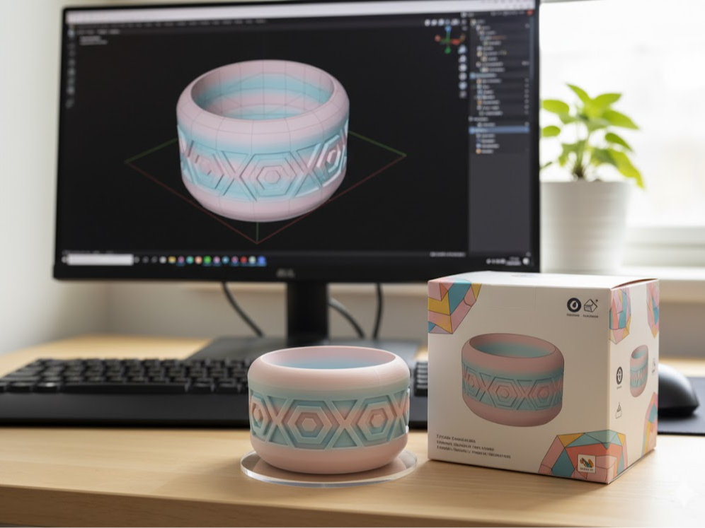 Stylish Geometric Patterned Planter/Container