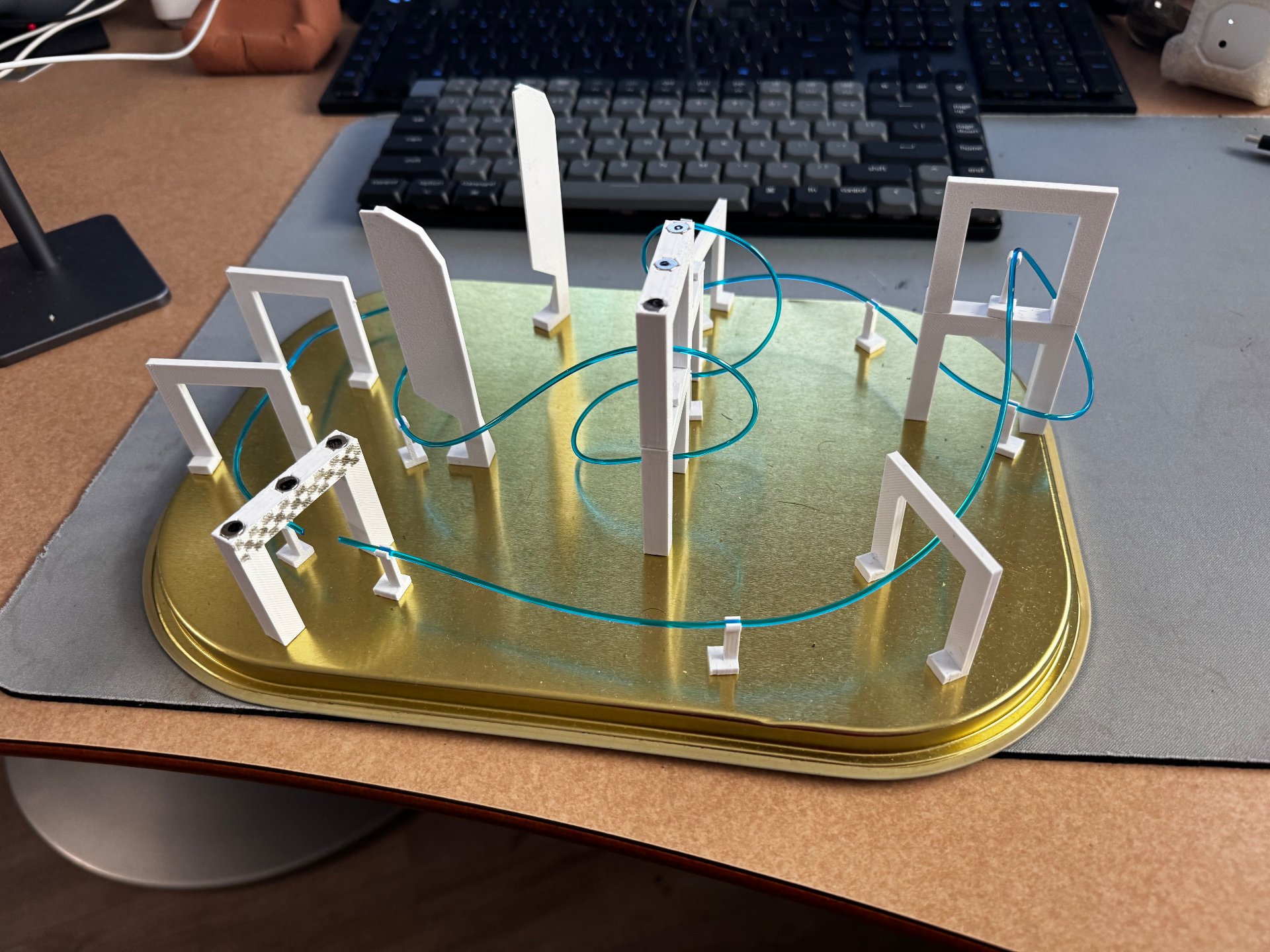 Magnetic drone race track planner with filament