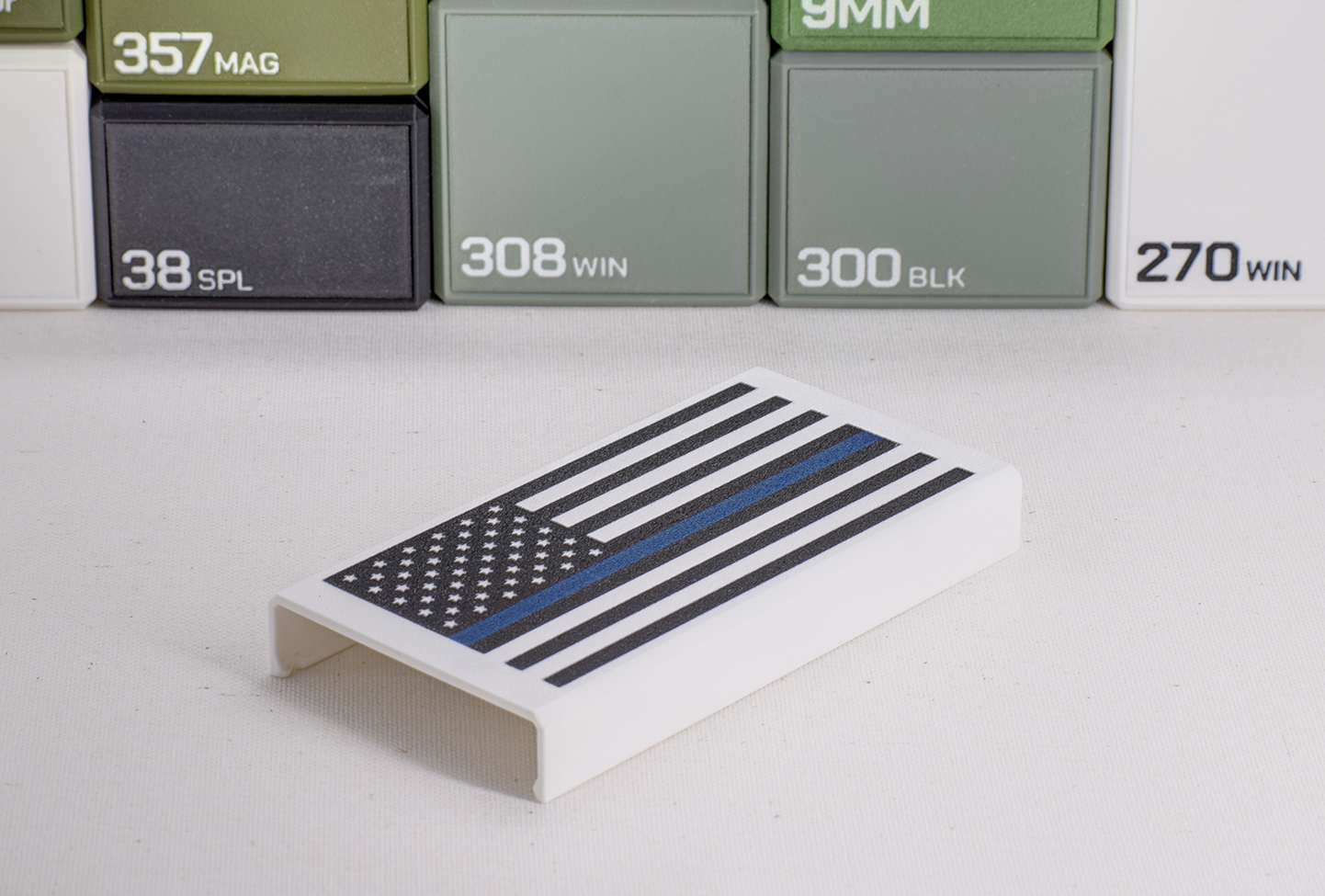 US FLAG BACK THE BLUE AMMO BOX LID