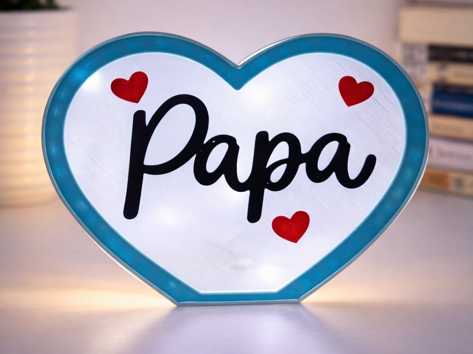 Ein Licht für Papa – Herz mit LED-Beleuchtung