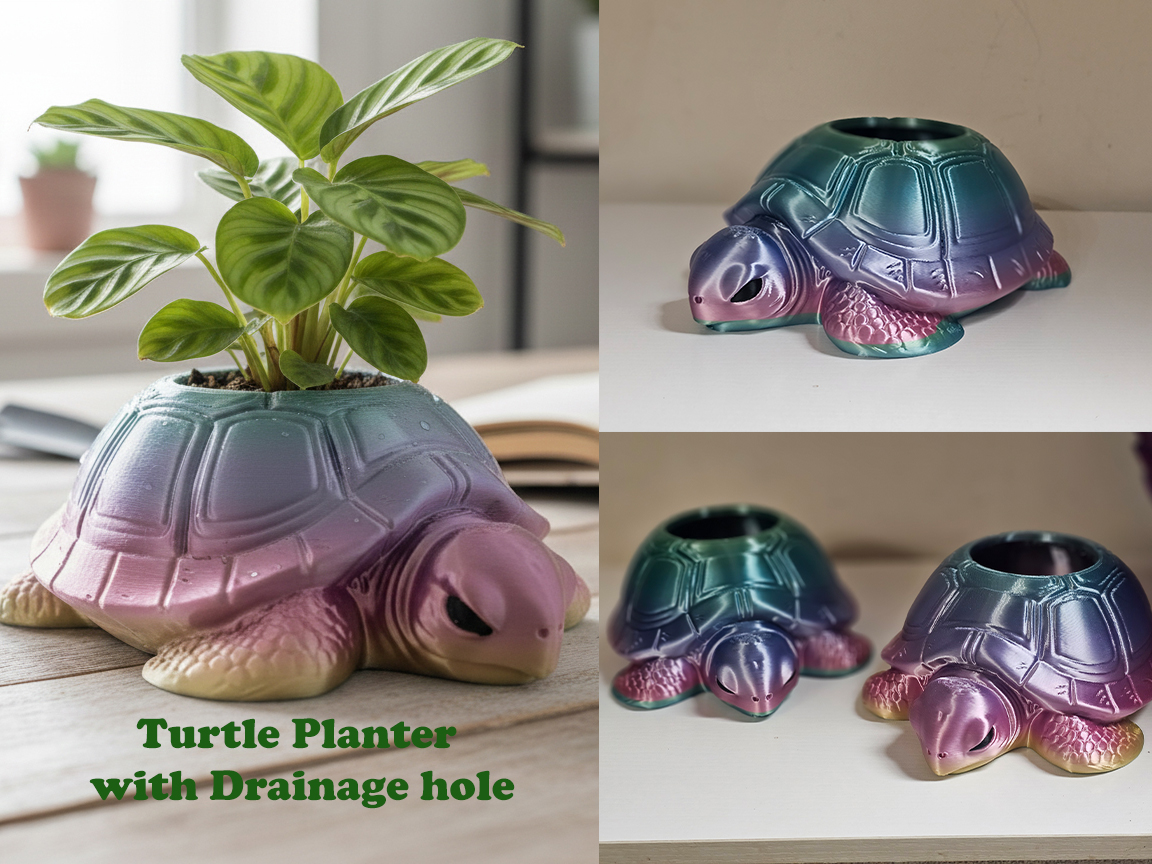 Cute Turtle Planter with drainage hole