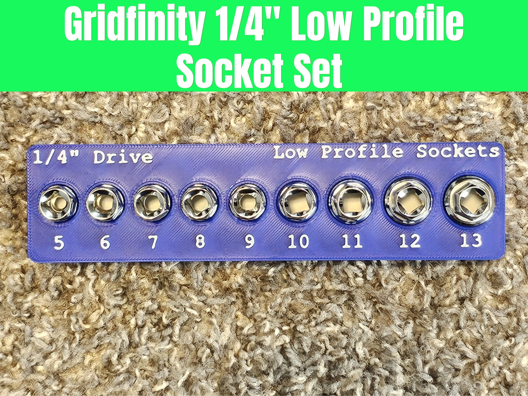 Gridfinity 1/4" Low Profile Socket Set Organizer