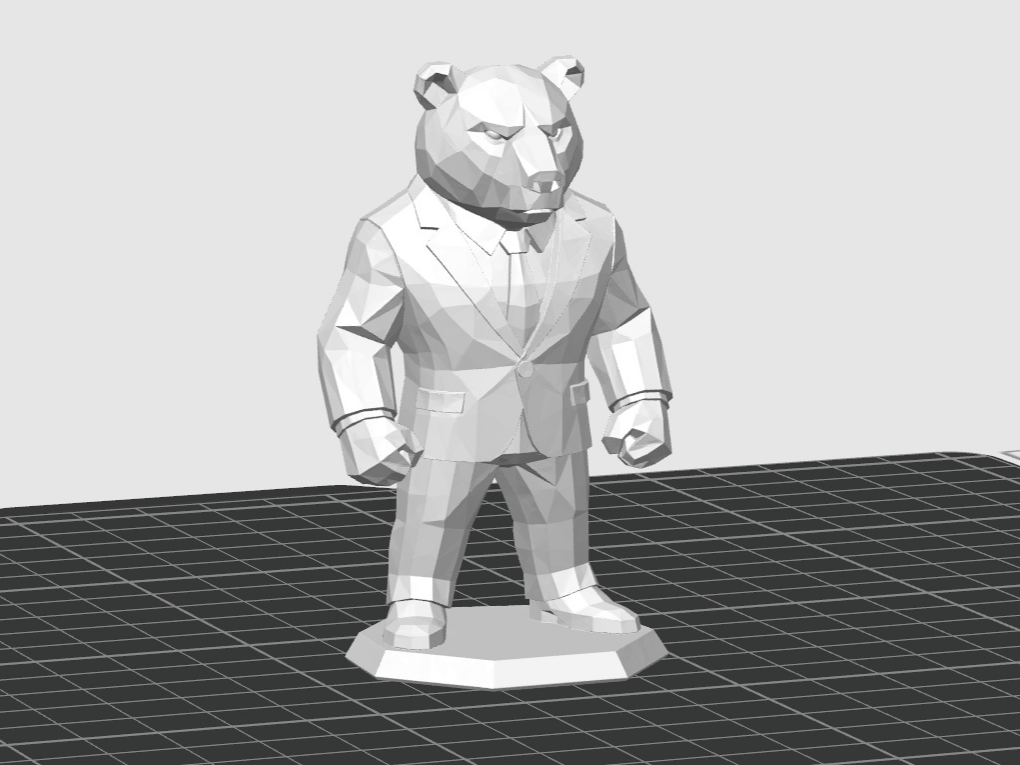 Grizzly bear Animals in suits lowpoly figurine