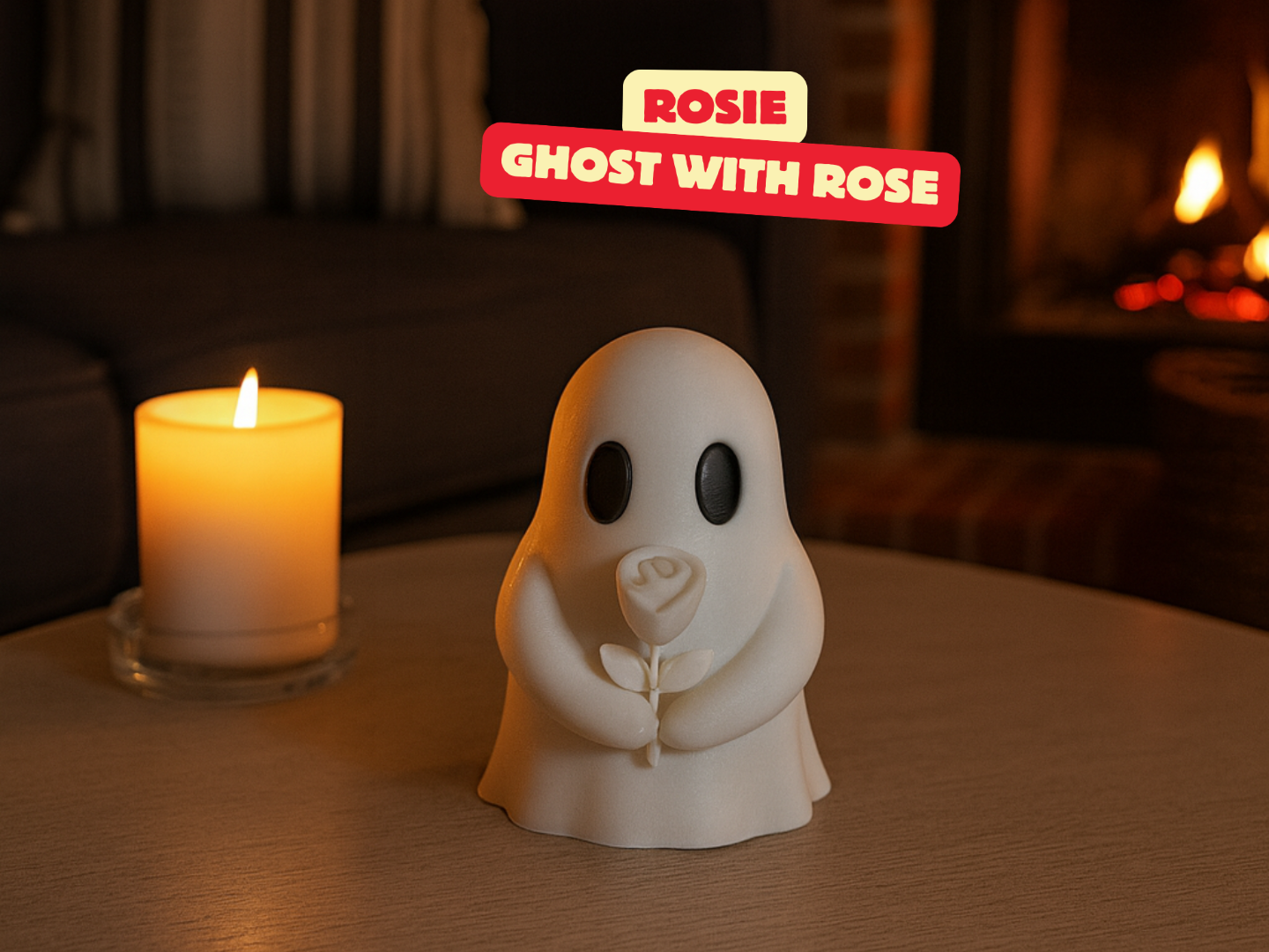 GHOST WITH ROSE - ROSIE / HALLOWEENDECOR