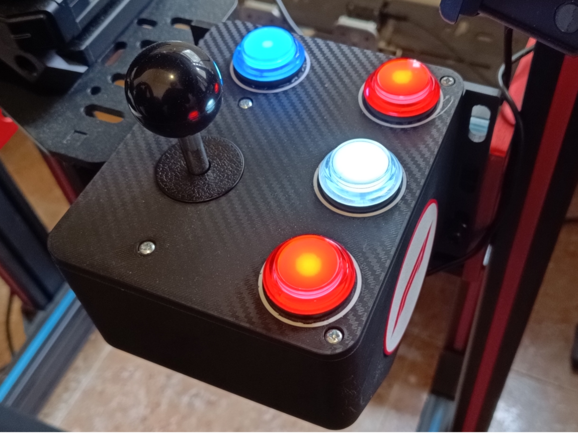 Sim racing button box with joystick
