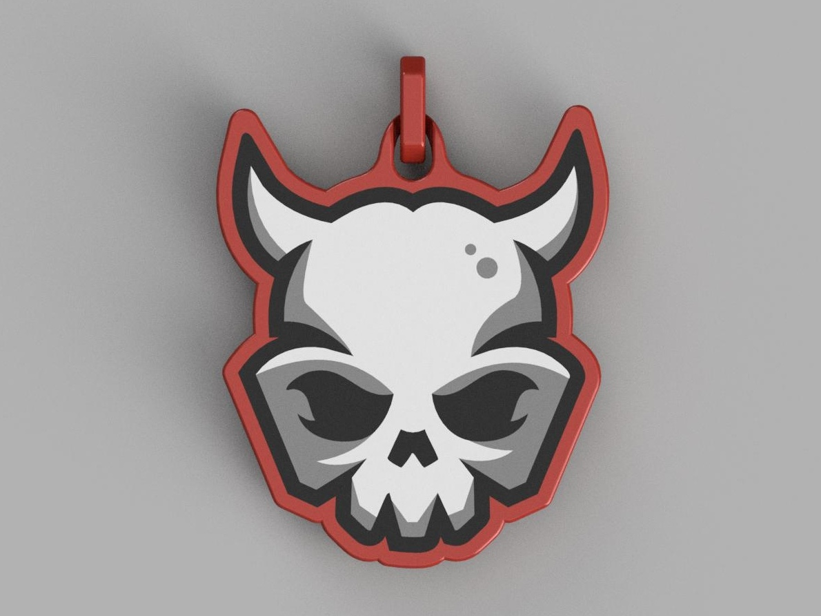 Horned Skull Keychain