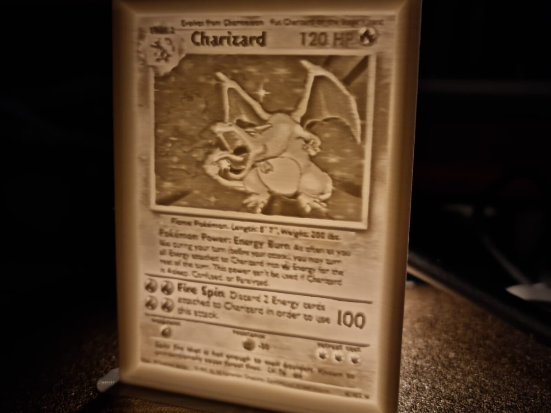 Litofania Charizard Prima Edizione – Carta in 3D