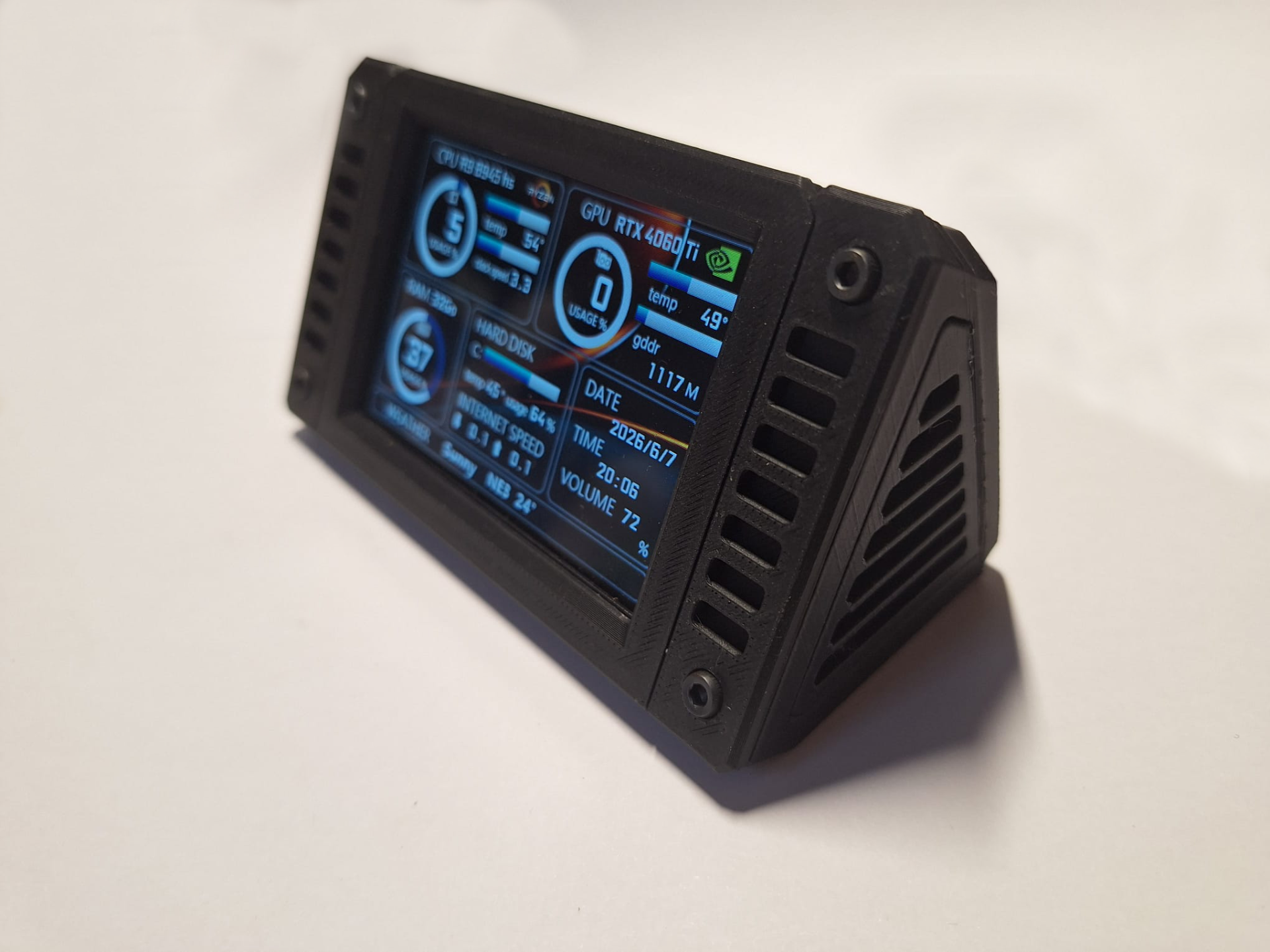 TURZX 3.5" Desktop System Monitor Case