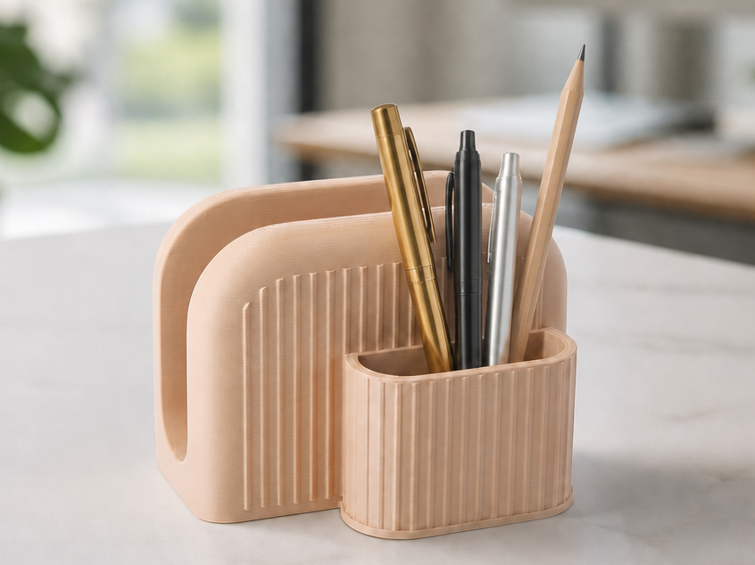 Minimal Ribbed Desk Organizer – Office Accessory