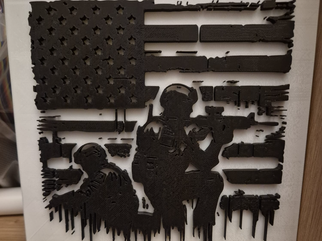 US Troops and Flag 3d Picture