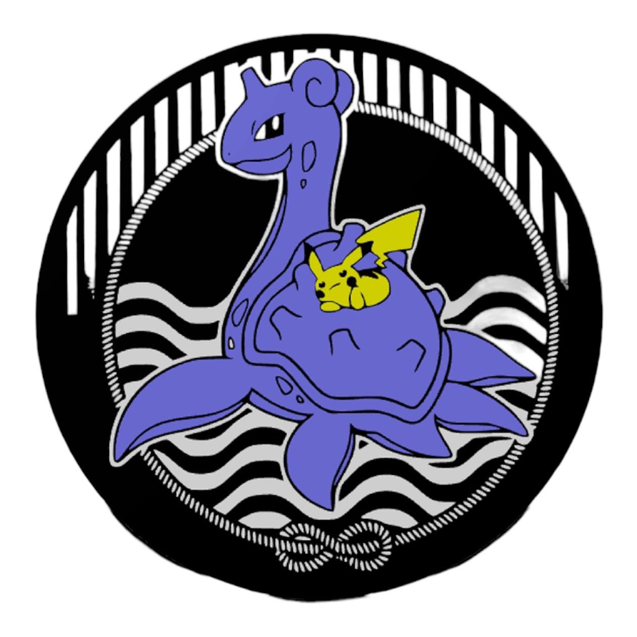 Yokohama Pikachu & Lapras - 2D - Wall Art - Black & White